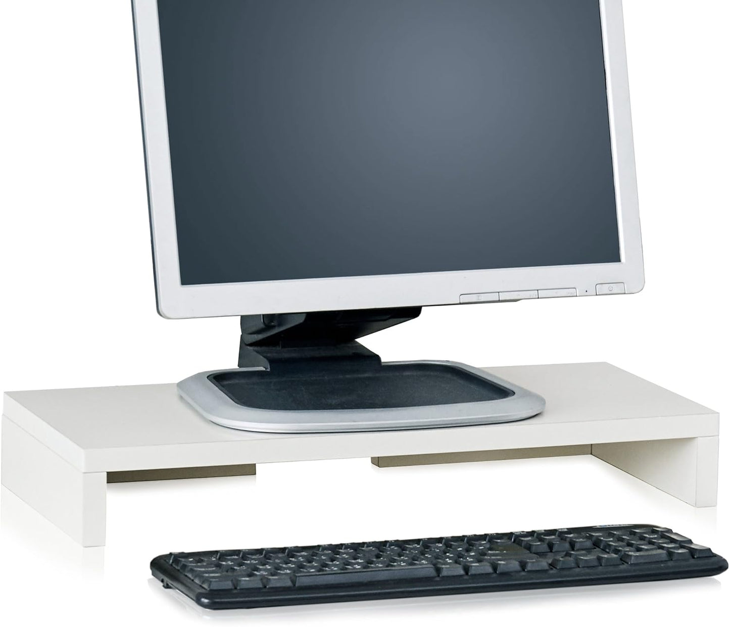 Way Basics TV PC Desktop Modern Computer Monitor Stand Screen Riser (Tool-Free Assembly and Uniquely Crafted from