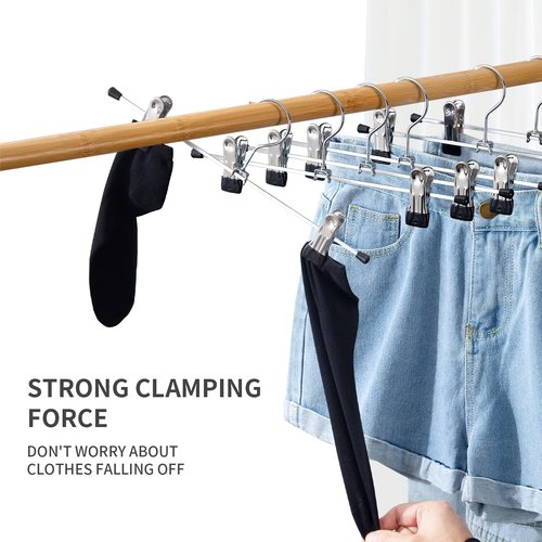 Cimlord 30-Pack Heavy Duty Metal Pants Hangers - Non-Slip Clips for Skirts & Trousers | Black, 12 Inch
