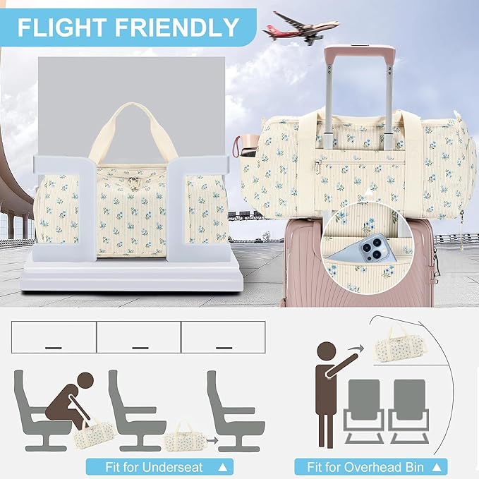 Duffle Bag for Gym Sports Women Girls Workout Travel Bag Weekender with Shoe Compartment and Wet Pocket