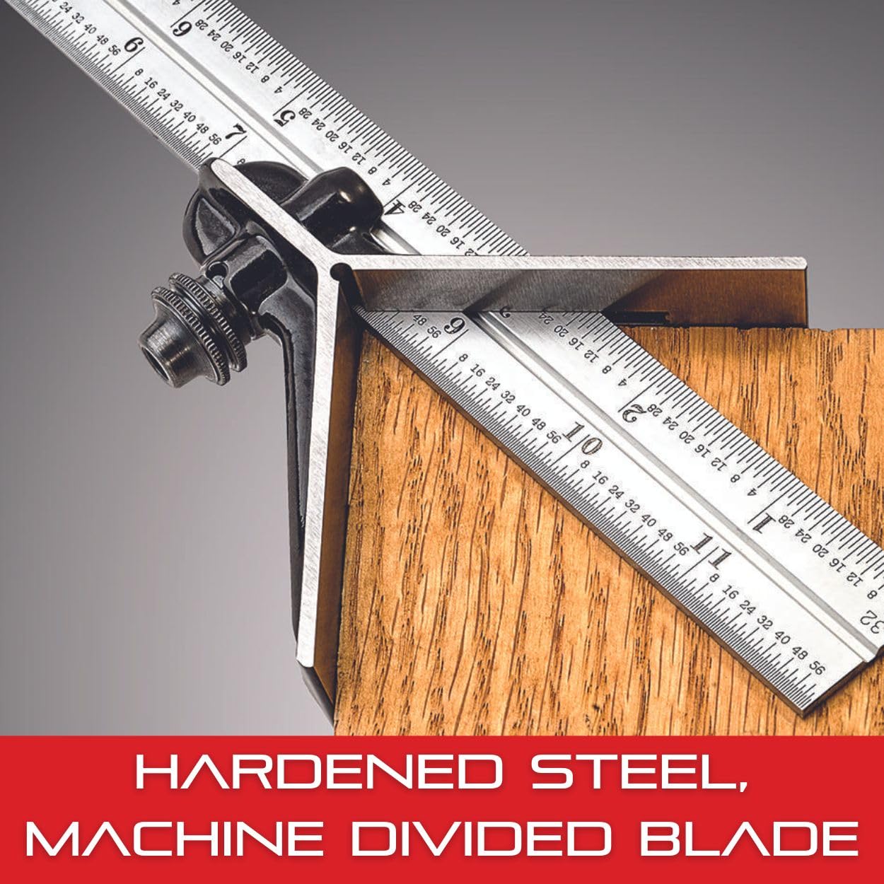 Starrett Combination Set with Square, Center and Reversible Protractor Head and Blade - 300mm Blade Length, Cast Iron Heads, Hardened Steel, 35 Graduation Type - 435M-300