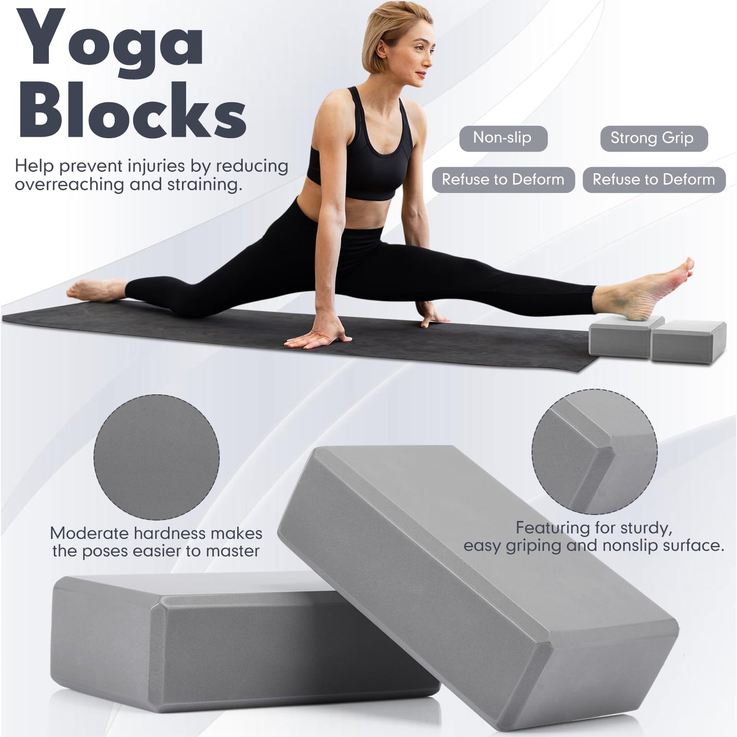 Simgoing 14 Pcs Yoga Kits for Home Workouts Pilates Equipment Set for Women Beginners, Hot Yoga Towel Blocks Strap, Knee Pad, Resistance Loop Exercise Band, Massage Lacrosse Ball, Pilates Ball(Gray)