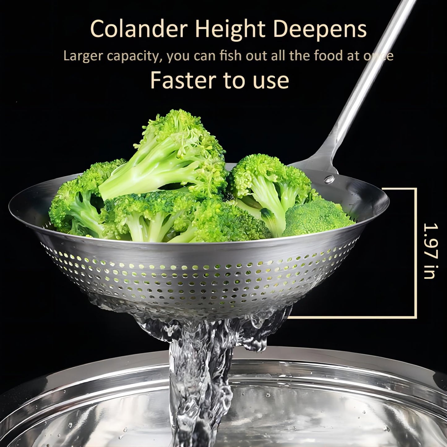 GREATLINK Large Professional Skimmer Slotted Spoon,304 Stainless Steel Slotted Spoon With Extra Large Bowl & Comfortable Handle,Durable Food Grade Strainer Spoon, Draining Frying For Kitchen Cooking