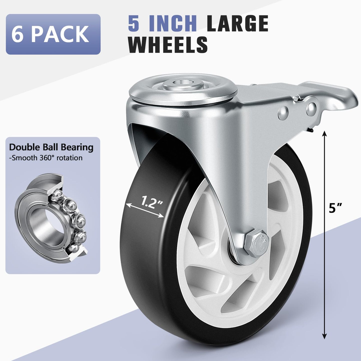KEDSUM Moving Dolly with 5" All Terrain Wheels, 2000LBS Heavy Duty Dolly Cart with 100% Thicken Steel Frame, Expandable Furniture Dolly Up to 43.7" Wide, Used for Heavy Appliance, Building Materials