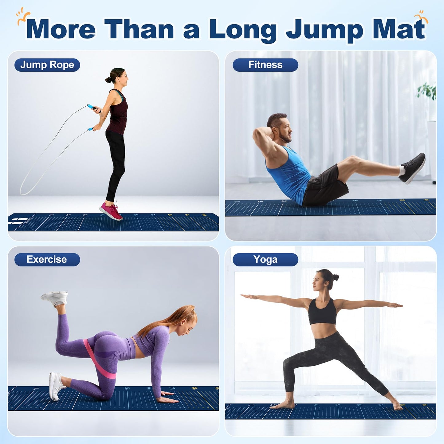 Standing Broad Jump Mat, Long Jump Training Mat with Clear Measurement Marks, Non Slip Broadjump Mat for Home, Gym and School PE