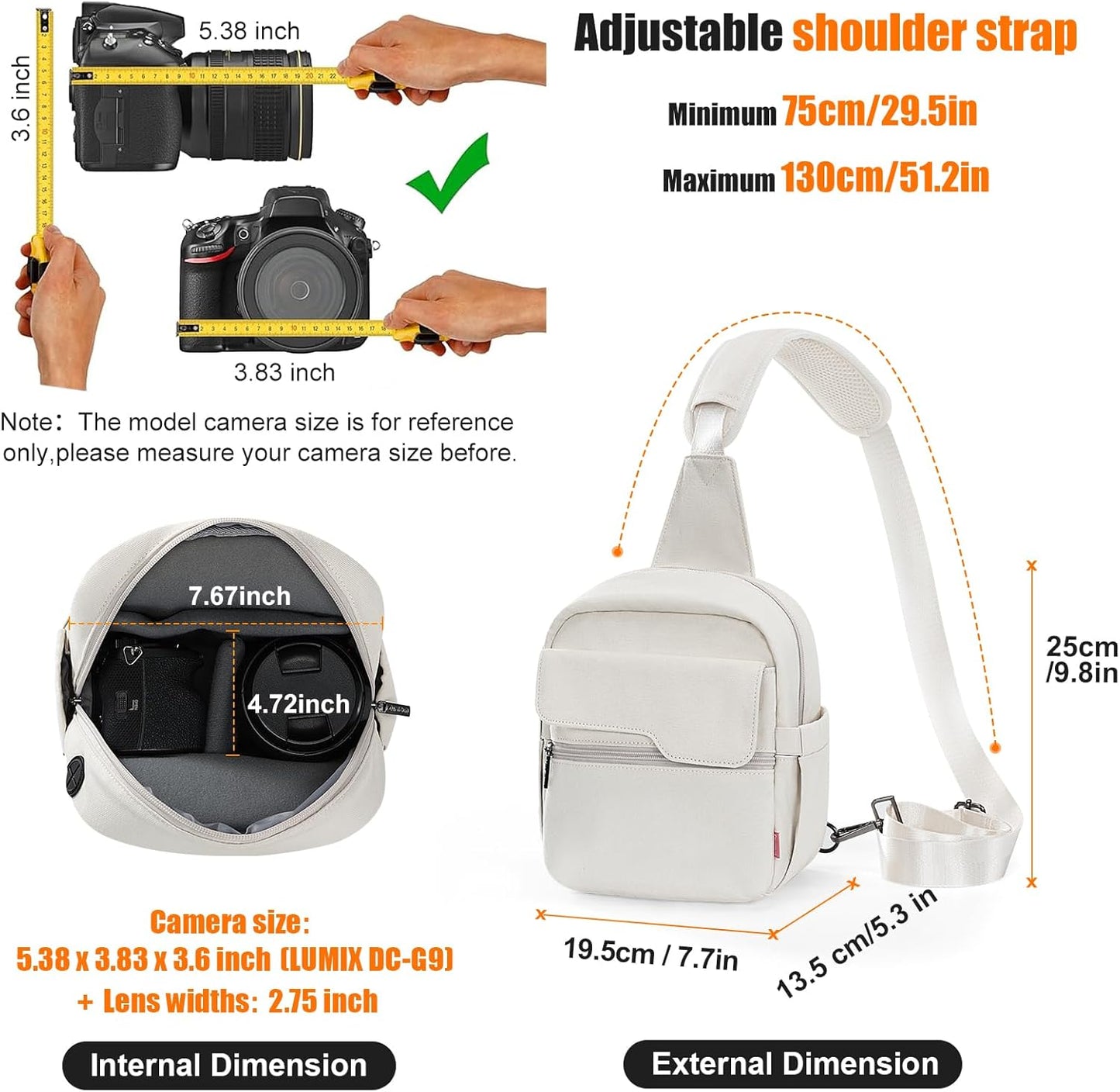 Cwatcun Camera Bag Small Compact Camera Sling Case, Waterproof Canvas Crossbody Camera Bag with Rain Cover, Travel
