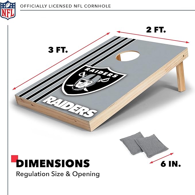 NFL 2' x 3' Solid Wood Cornhole Set with Direct Print HD Team Graphics – Great Gift for Any Football Fan! Bean Bag Toss Family Outdoor Games