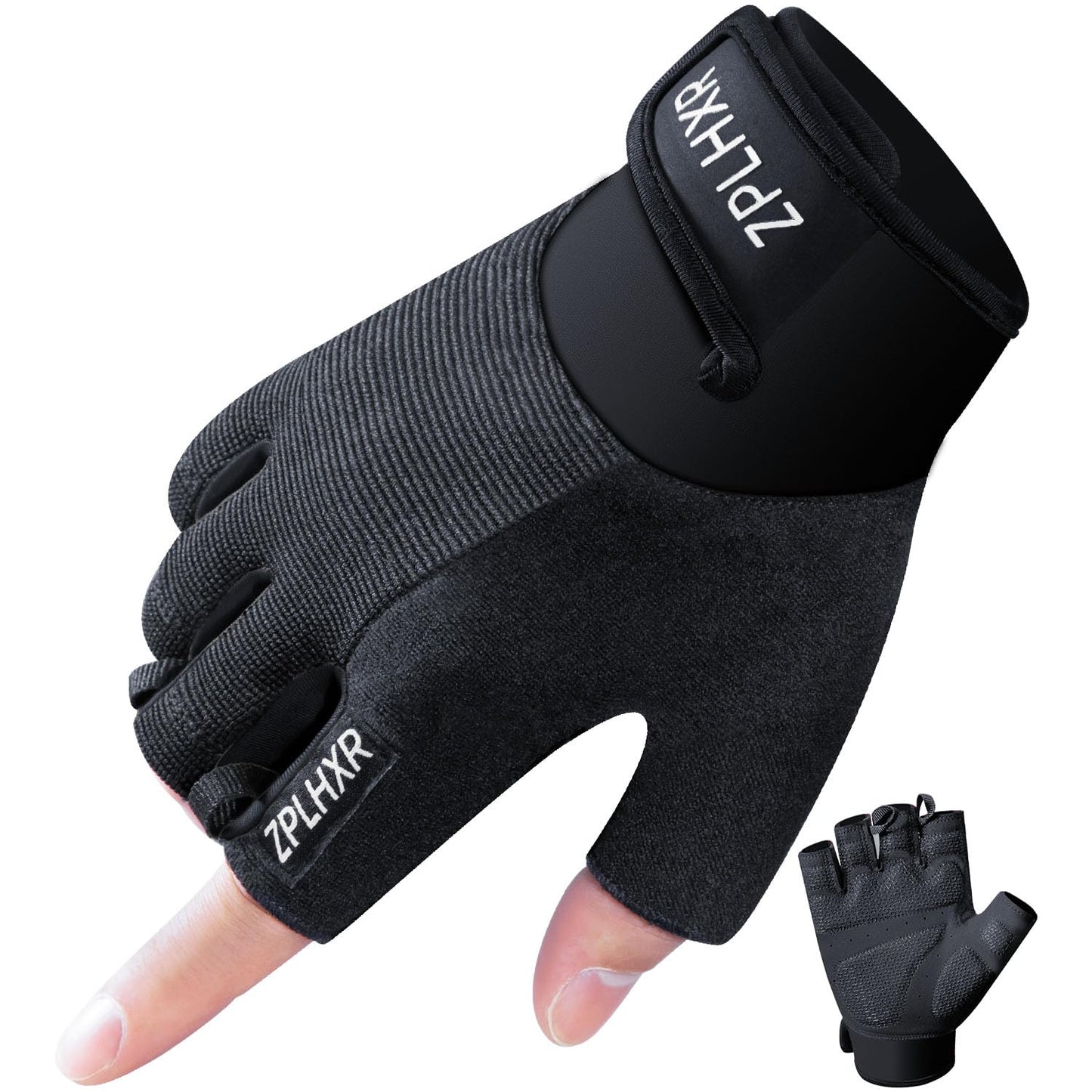 ZPLHXR Workout Gloves for Men and Women, Gym Gloves for Weight Lifting, Exercise, Cycling, Training & Fitness, Fingerless with Padded Grip, Full Palm Protection & Breathable Design