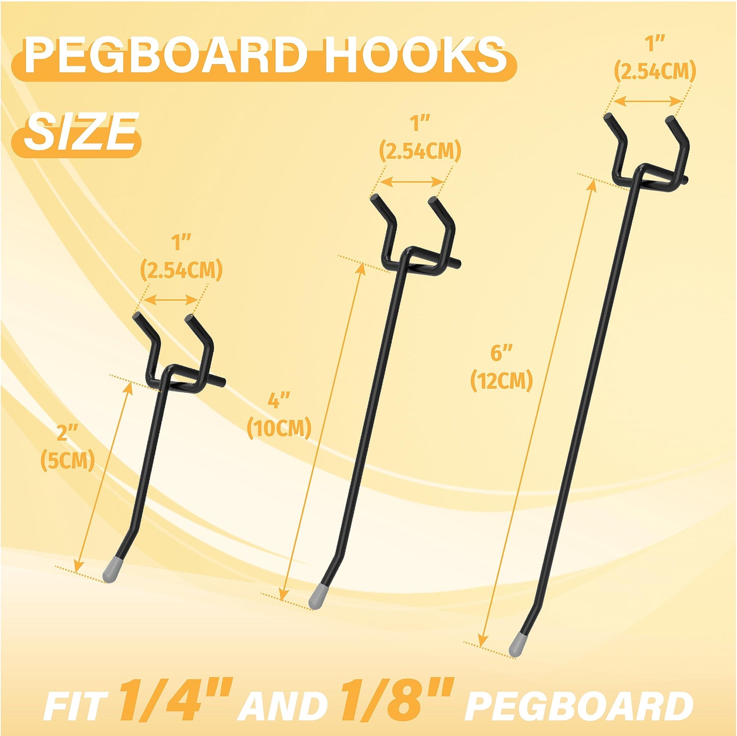 BFPeaky Black Pegboard Hooks 2 Inch, 50PC, Peg Board Hooks, fit 1/8" or 1/4" Pegboard, Peg Board Hooks for Hanging Tool