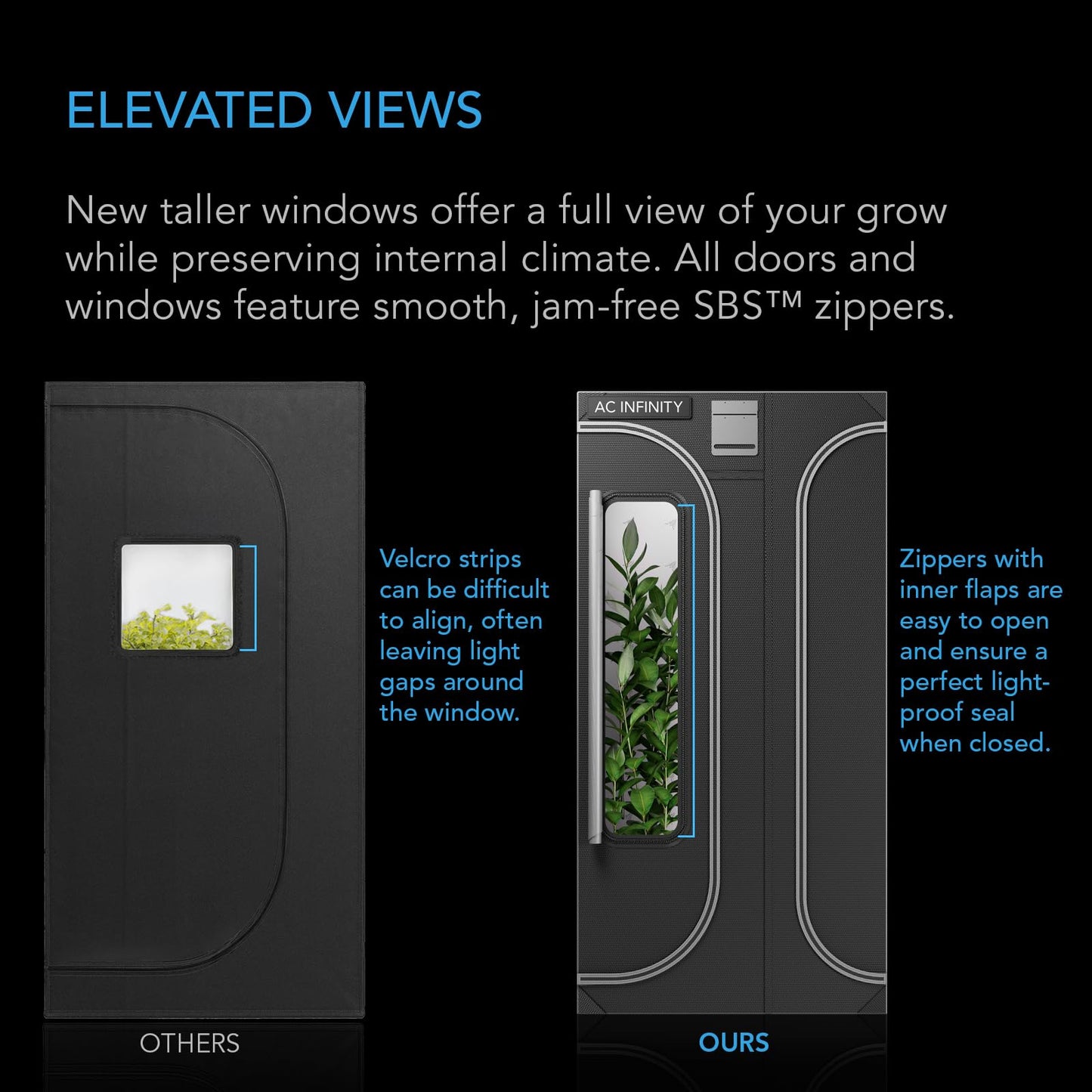 AC Infinity CLOUDLAB 864D 2-IN-1 Advance Grow Tent 5x4, Thickest 1" Poles, 2000D Mylar Canvas, Lab-Tested Highest Reflectivity, Largest Zipper Window Controller Mount Plate 60" x 48" x 80" Indoor Grow