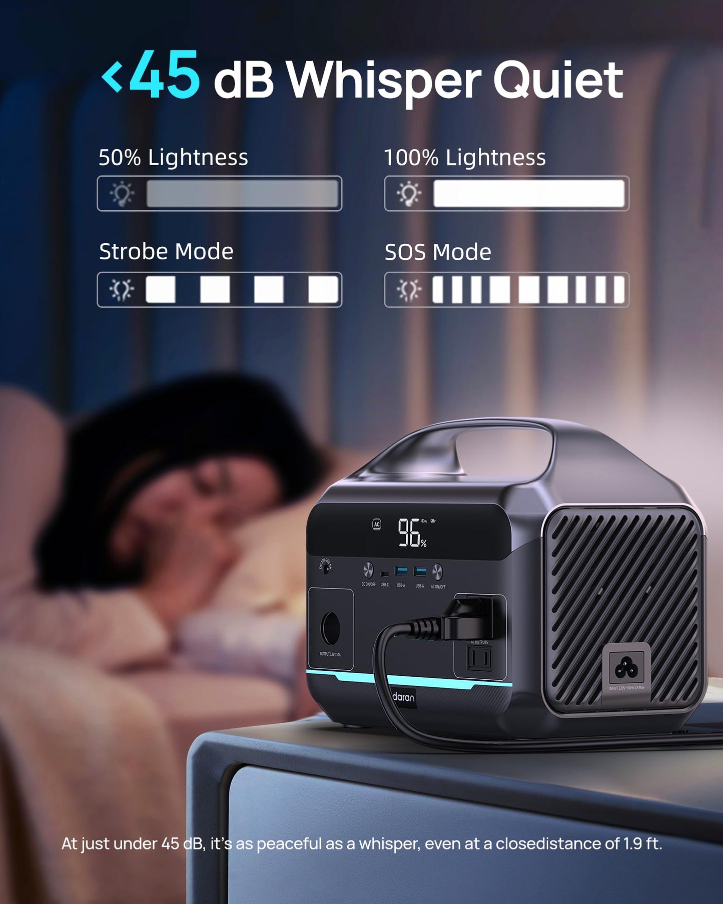 DaranEner Portable Power Station 600W with Bag, 288Wh (90,000mAh) LiFePO4 Battery Backup, 2×600W (1200W Surge) AC Outlets, 2.2H Fast Recharge, Solar Generator for Camping, RV, Travel, Home Emergency
