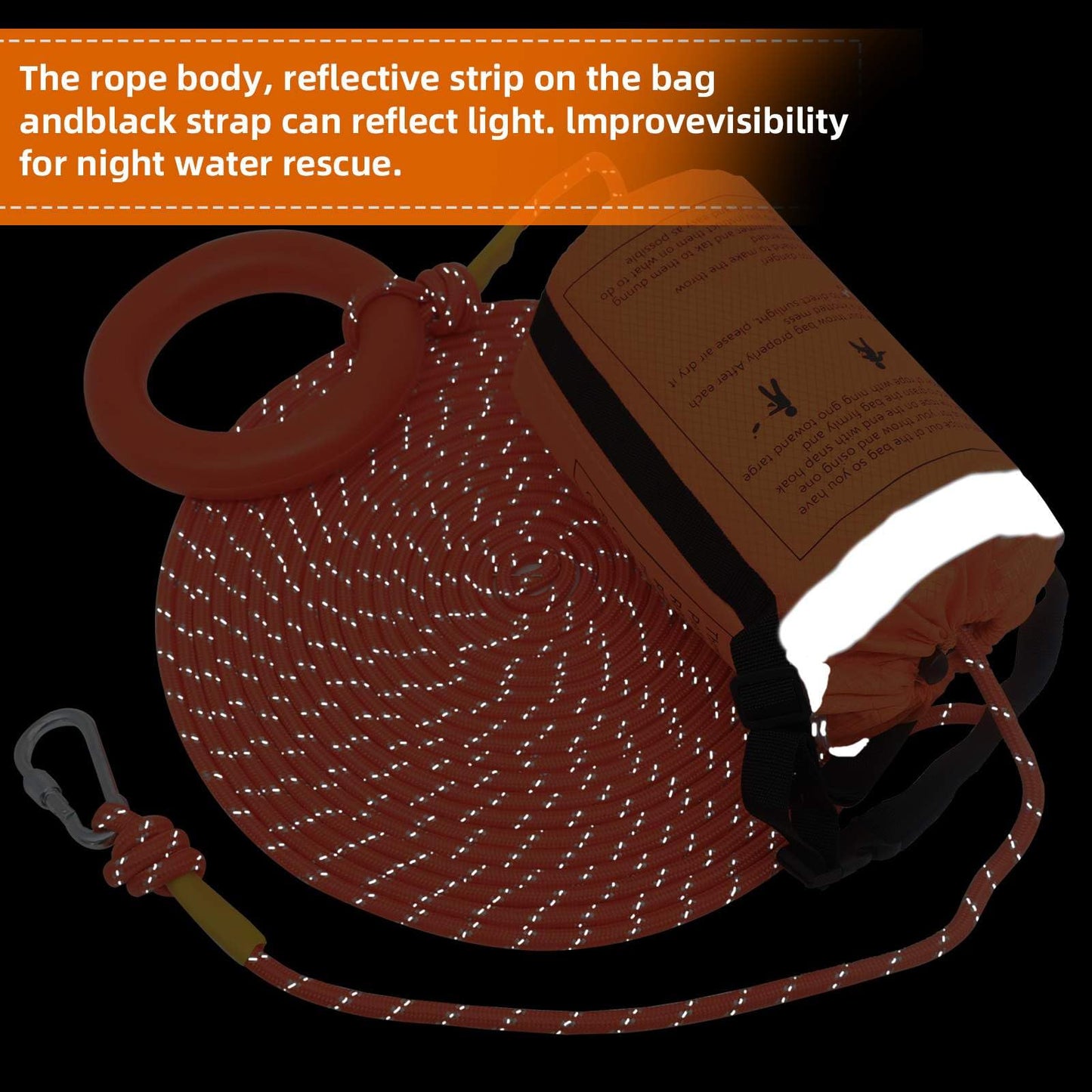 kobadi Water Rescue Throw Bag with 50/70/98 Ft of Rope in 8MM Tensile Strength Rated to 1102lbs, Safety Equipment Throwable Device Emergency Rescue for Kayaking, Boating, High Visibility (50FT)