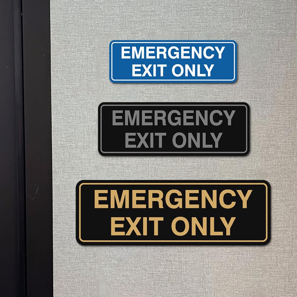 Signs ByLITA Standard Emergency Exit Only Sign - Easy Installation | Durable Wall or Door Sign (Brushed Silver) - Large