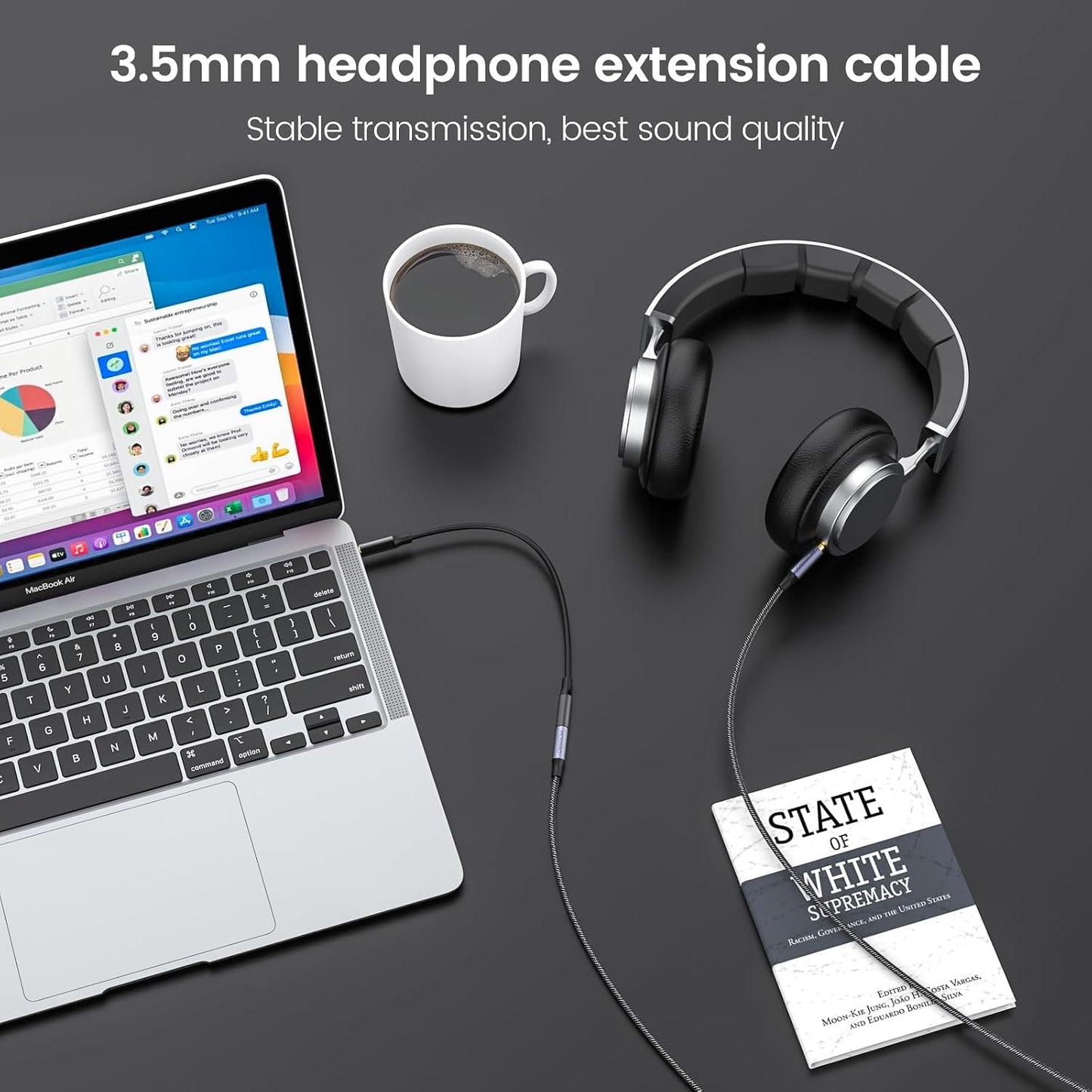 10FT/3Meter 3.5mm MOSWAG Extension Cable Audio Male to Female Stereo Extension Adapter Nylon Braided Cord Compatible