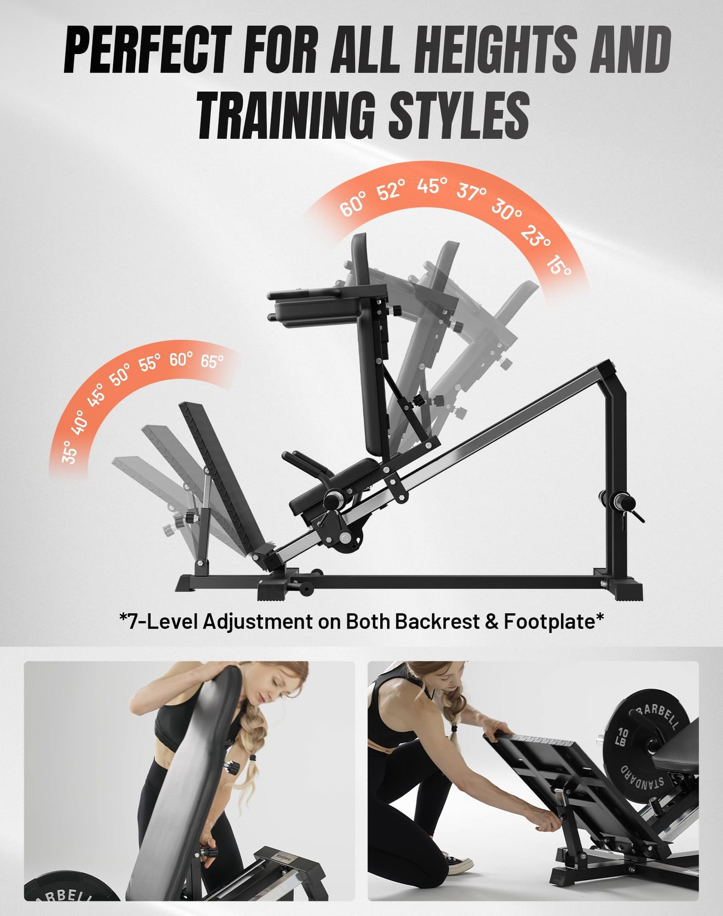 Mikolo Leg Press Hack Squat Machine, 30-Degree Compact Leg Press Machine for Home Gym, Hack Squat Machine with Removable Shoulder Pad, Lower Body Workout Equipment ( Combo Machine)