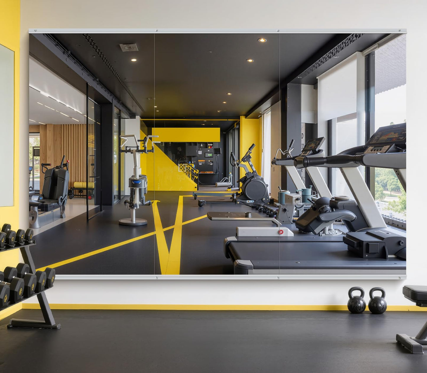 InfiniGlass Home Gym Mirror - 80x40 Inch,3PCS Frameless Tempered Glass Full Body Mirror for Wall Mount - Ideal for Yoga, Workout, Bedroom, Dance Studio (Silver)