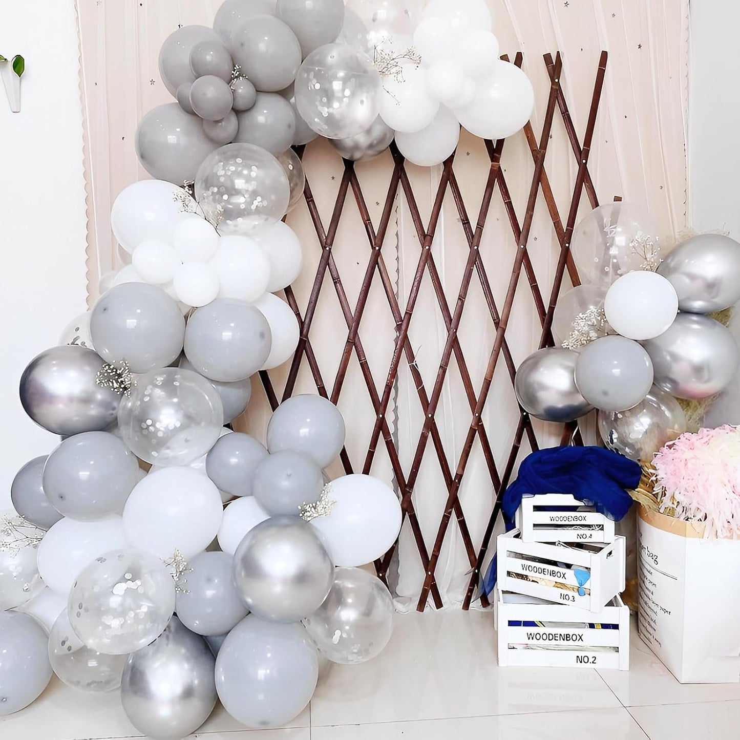 Voircoloria Gray Balloon Garland Kit - 90 Pack in 18/12/10/5 Inch Sizes | Perfect for Graduation, Weddings, and Baby Showers