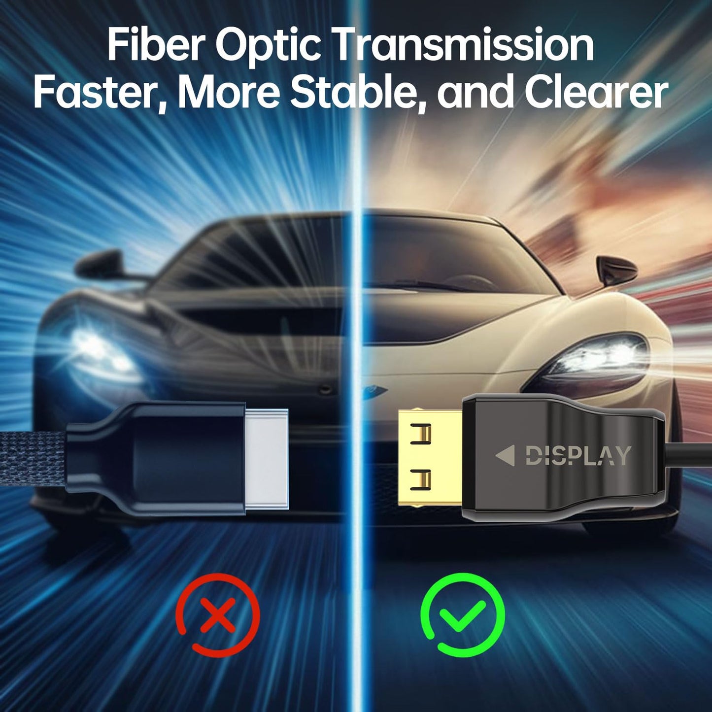 YSerendept 8K CL3 Rated(16.5ft),48Gbps 2.1 Cable[8K@60Hz,4K@120Hz] Fiber Optic HDMI Cable Long HDMI with Lock
