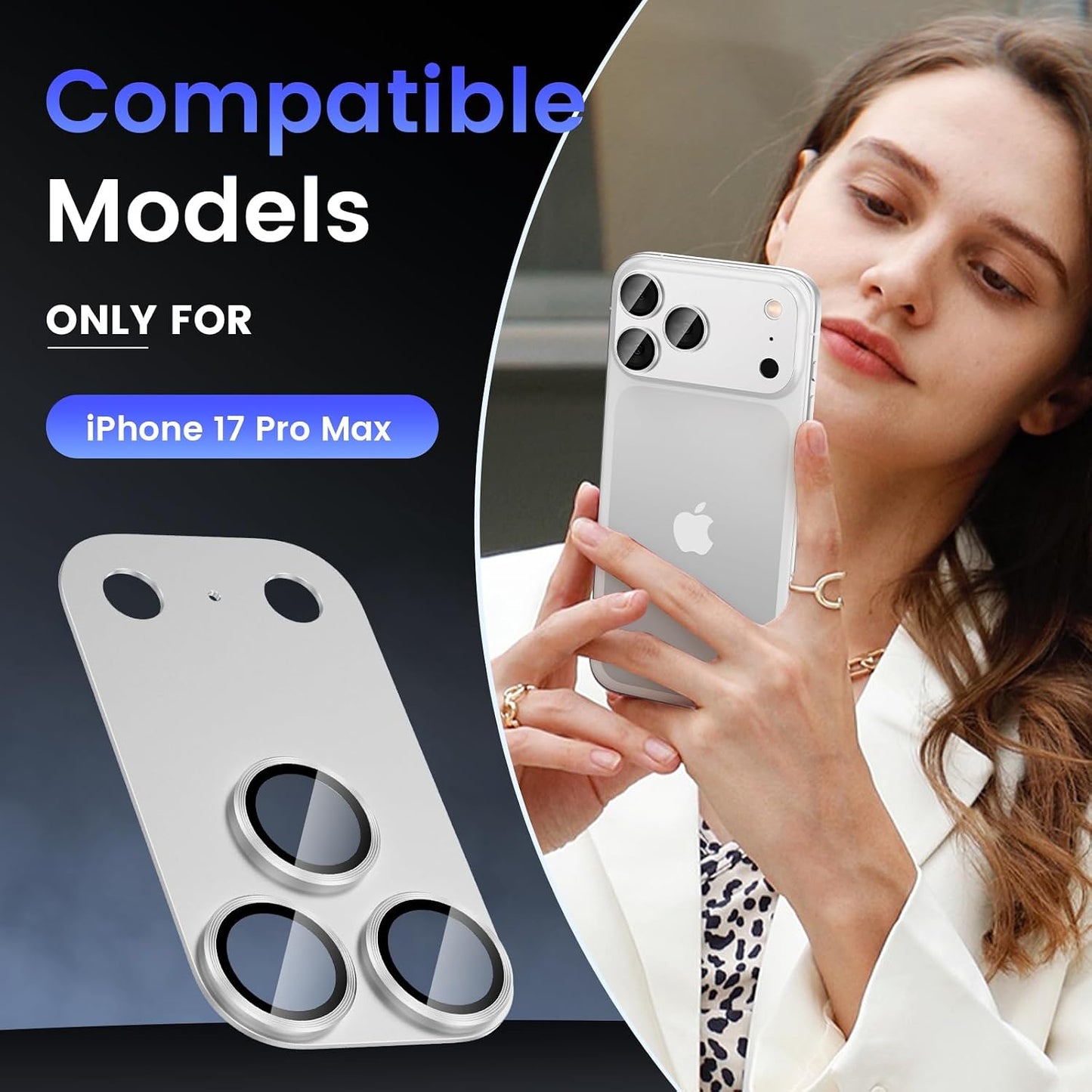 17 Tensea for iPhone Pro Max Camera Lens Protector, Metal Aluminum Alloy Tempered Glass Cover Camera Screen Protector