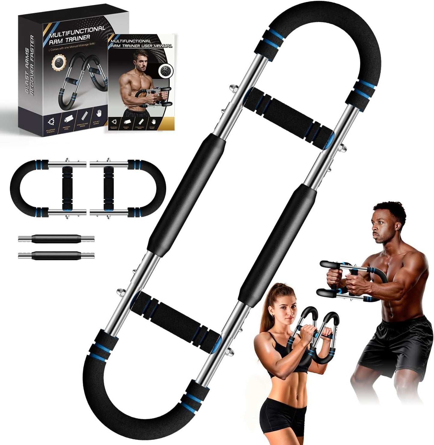 Twister Arm Trainer, Adjustable Twister Arm (30-60 lbs) Chest & Arm Workout Equipment for Men & Women, Ergonomic Detachable Arm Trainer Home Gym Strength Trainer with Anti-Slip Handles & Carry Bag