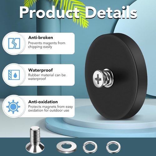 DIYMAG 4Pcs Neodymium Mounting Magnets - 30LBS Adhesive Power with Anti-Scratch Rubber Coating | 1.69 Inch