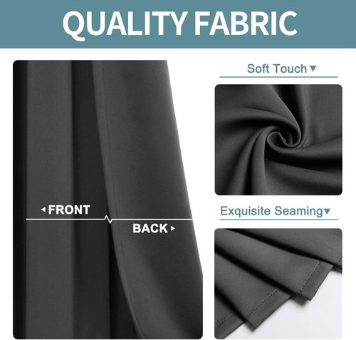 ChrisDowa Blackout Curtains - Extra Wide Thermal Insulated Room Darkening Panels (Dark Grey, 70 x 63 Inch)