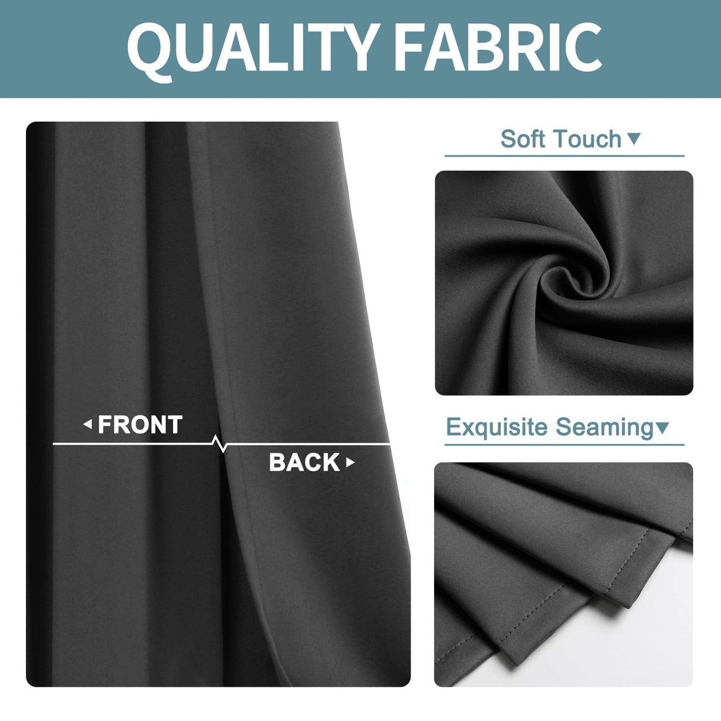 ChrisDowa Blackout Curtains 70 inches Wide for Bedroom - 2 Panels Set Extra Wide Grommet Thermal Insulated Room Darkening Curtains for Living Room (Dark Grey, 70 x 84 Inch)