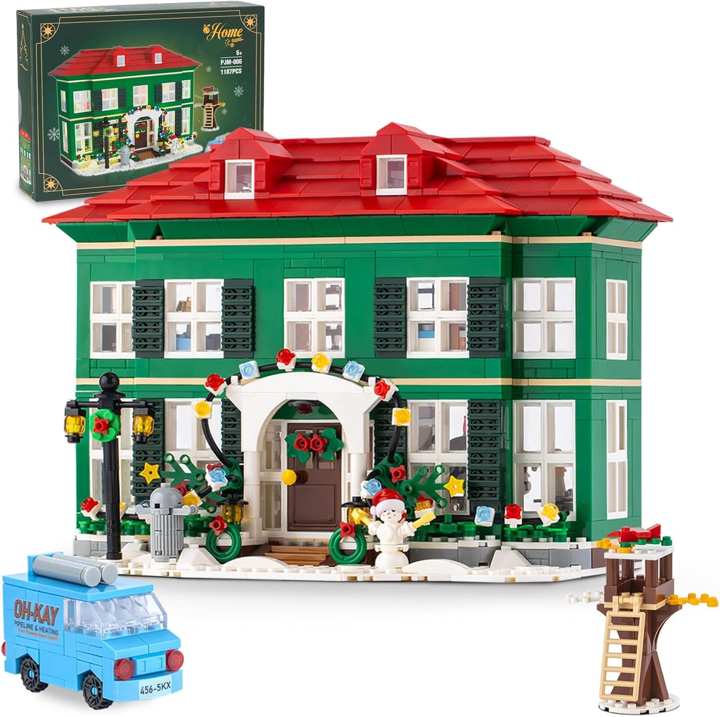 Skiennix Christmas House Building Set - 1187PCS Holiday Kit with Lights for Adults & Movie Fans