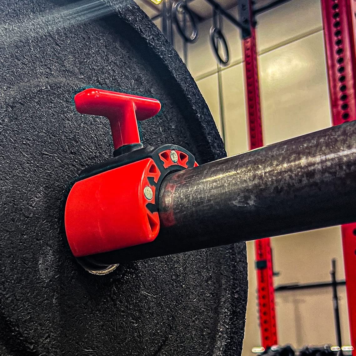 Speed Collar, Fastest Bar Clips for Weight Lifting Powerlifting Bodybuilding, for 2inch barbells (Red)