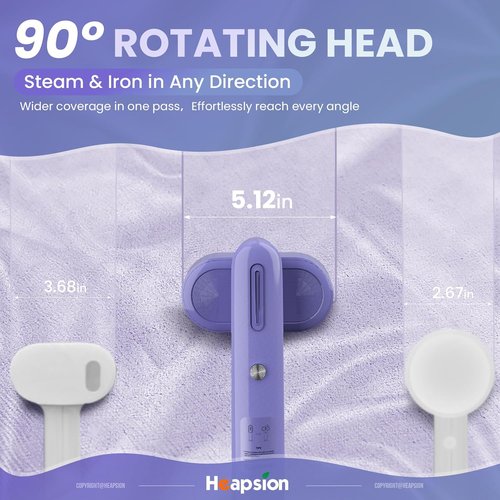 Heapsion Portable 2-in-1 Garment Steamer & Iron - 1200W Fast Heat-Up, Lightweight, Self-Cleaning, 90° Rotating Head