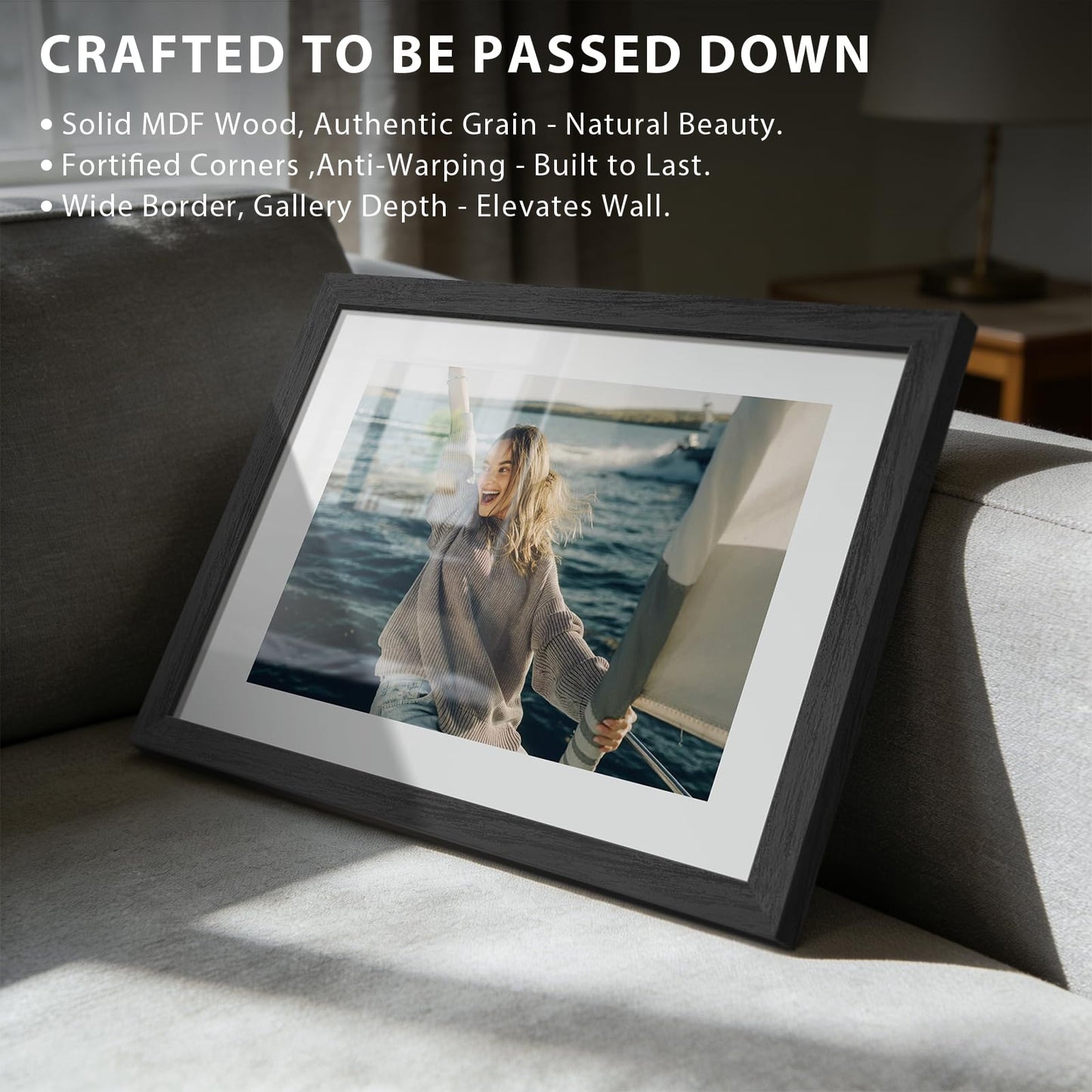 KissNow 13x19 Picture Frame 5-Pack - Black Wooden 19x13 Frames with Tempered Glass, Classic Gallery Design for Photos & Artwork, Horizontal or Vertical Wall Mounting