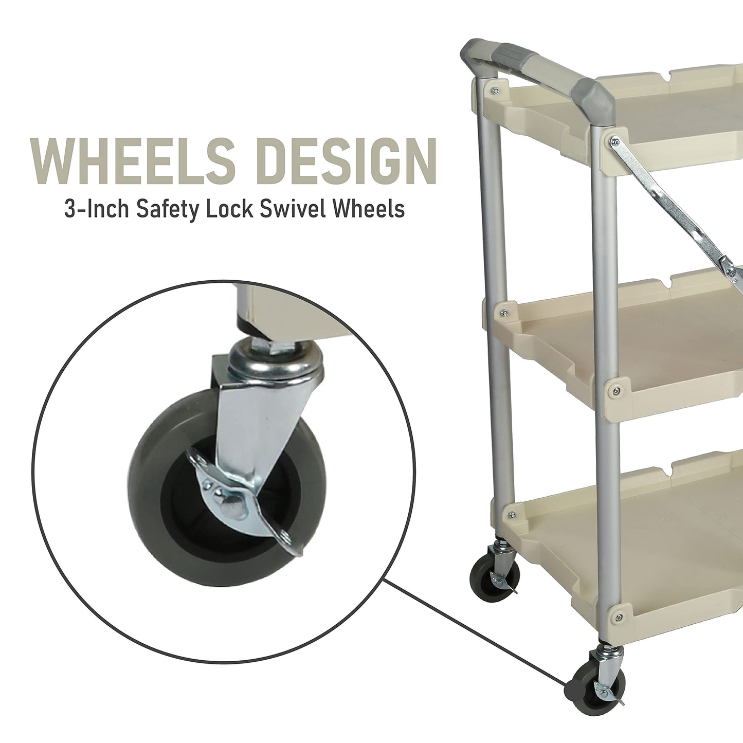 Olympia Tools 89-351 Pack-N-Roll Folding Collapsible Service Cart, 150LB Capacity, White