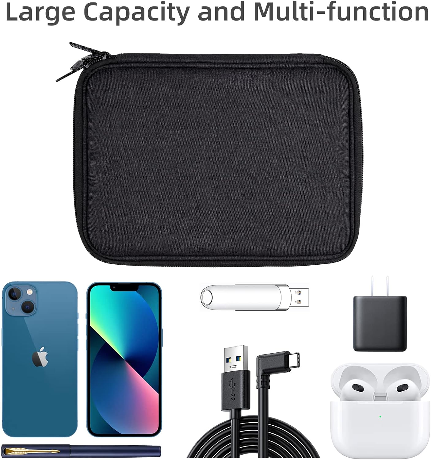 5 Electronics Organizer Travel Case Cord Cable Charger Organizer Bag Travel Accessories Essentials for Women Men Double