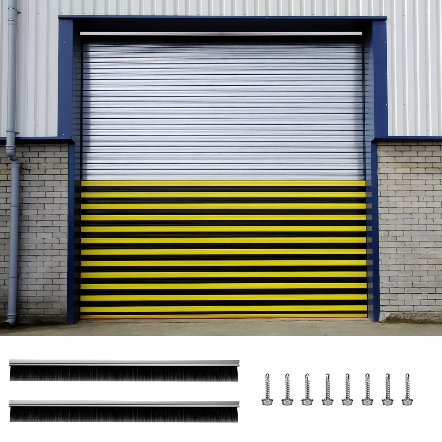 POOAMY 3" Garage Door Brush Seal for Top, Roll Up Doors 8 x 8ft, Nylon Brush with Aluminum Alloy Base, Ideal for Exterior Commercial Door, Warehouse and Industrial Use, Easy Mounting, Black&Silver.
