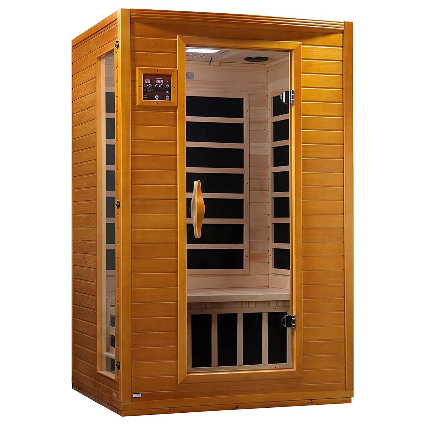 DYNAMIC SAUNAS Andora 2-Person Low EMF FAR Infrared Sauna with Red Light Therapy - Personal Indoor Dry Heat Wooden Sauna with Bluetooth Speakers for Home & Gym - Made from Canadian Hemlock Wood