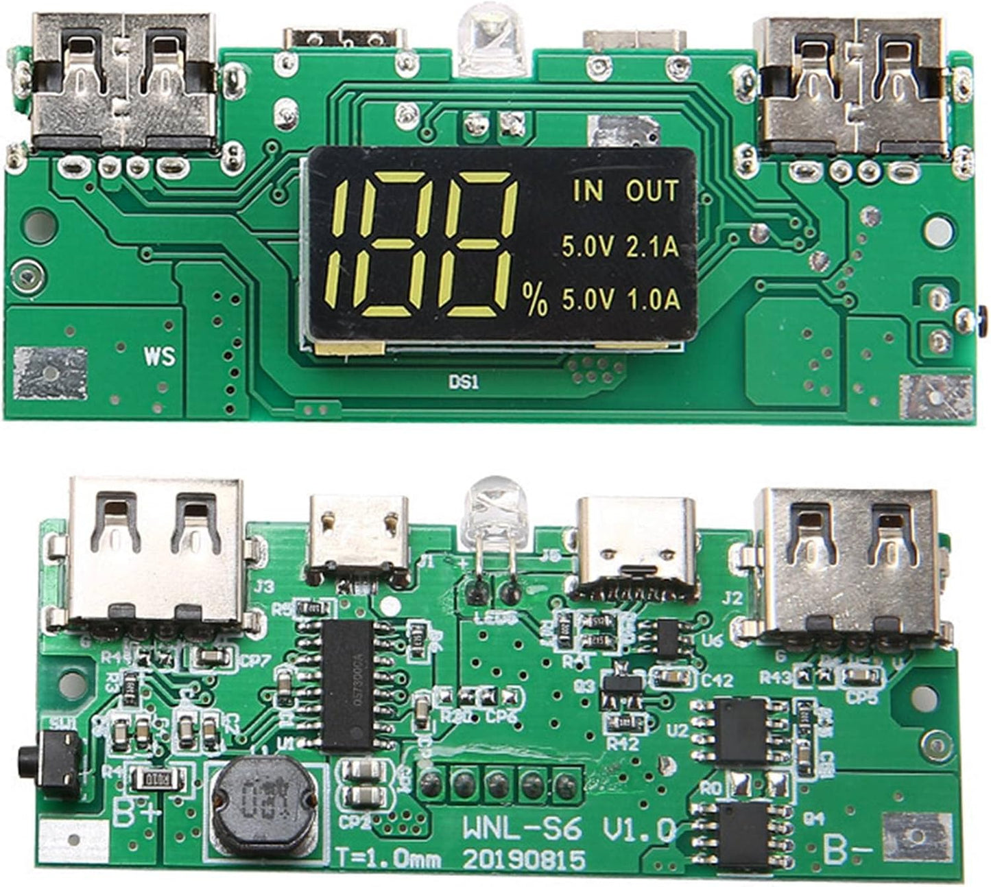 TKOWTB 18650 5V 2.1A 20000MAh 6X18650 Battery Power Bank Box LCD Display Power Board for Battery DIY Powerbank
