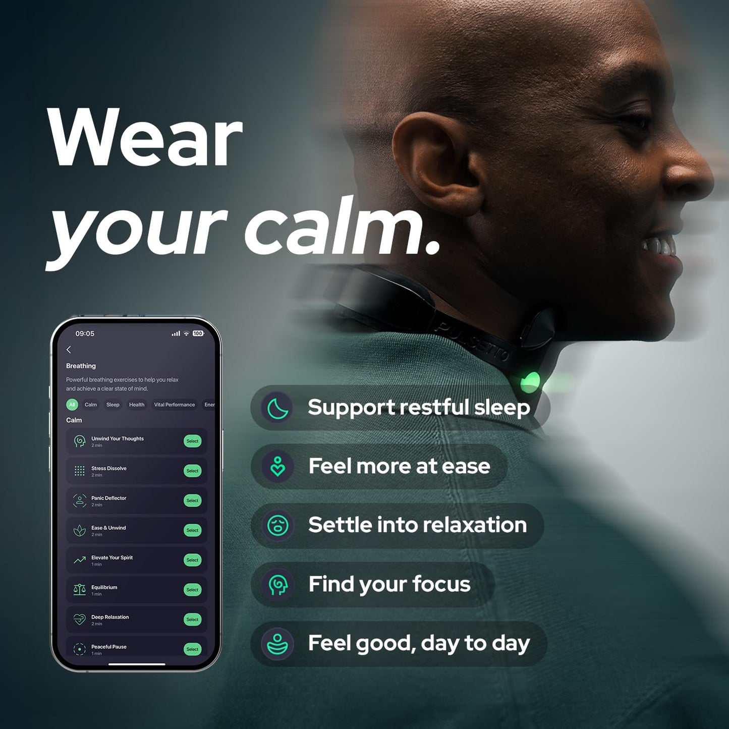 Pulsetto FIT (V2) Wellness Wearable – Relaxation, Sleep & Daily Wellness Support Device