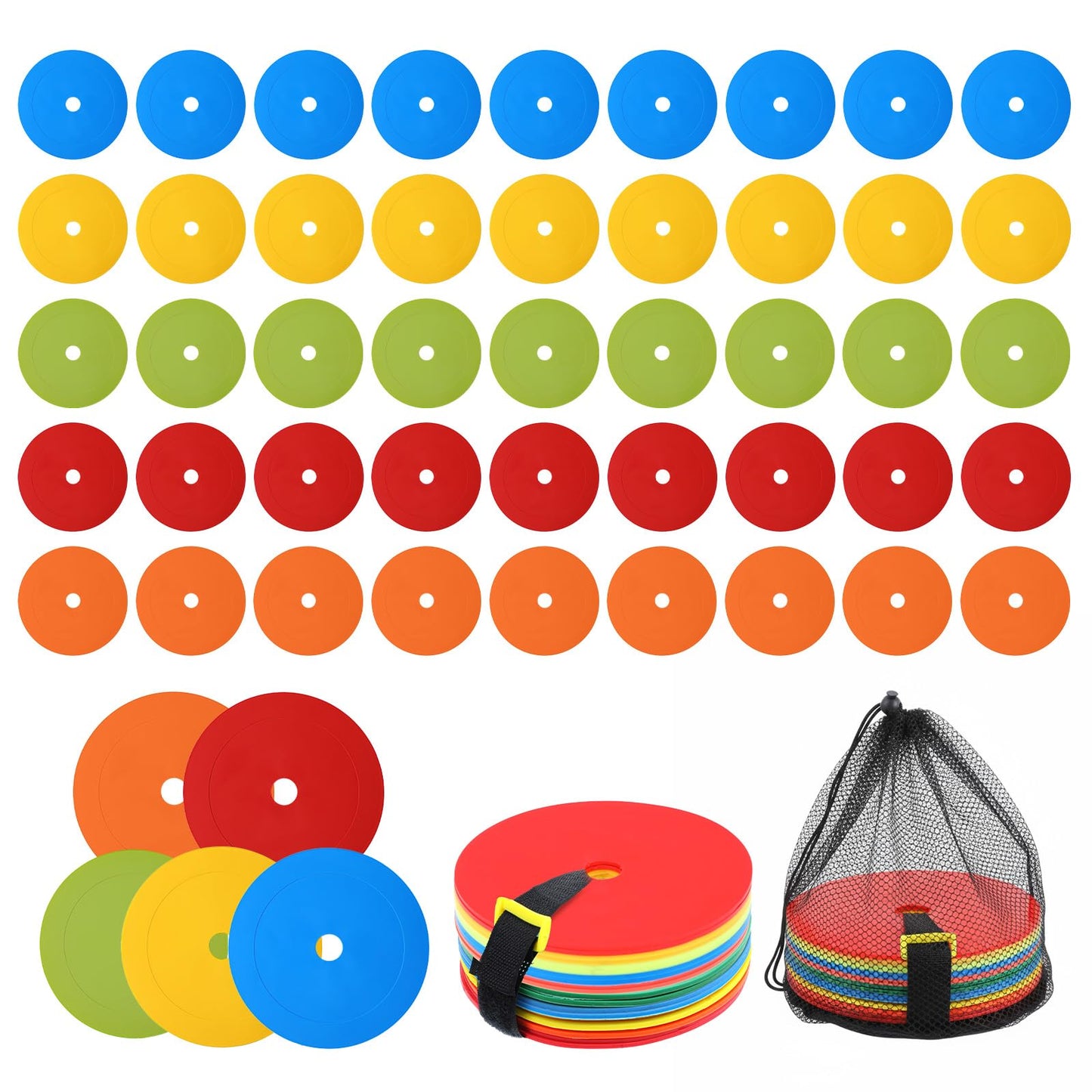 Caeuiciw 50 Pcs 6 inch Flat Cones Spot Markers Non-Skid Floor Hole Soccer Cones Field Court Spot Markers Flat Discs Soccer Training Equipment for Football Sports Speed Agility Practice