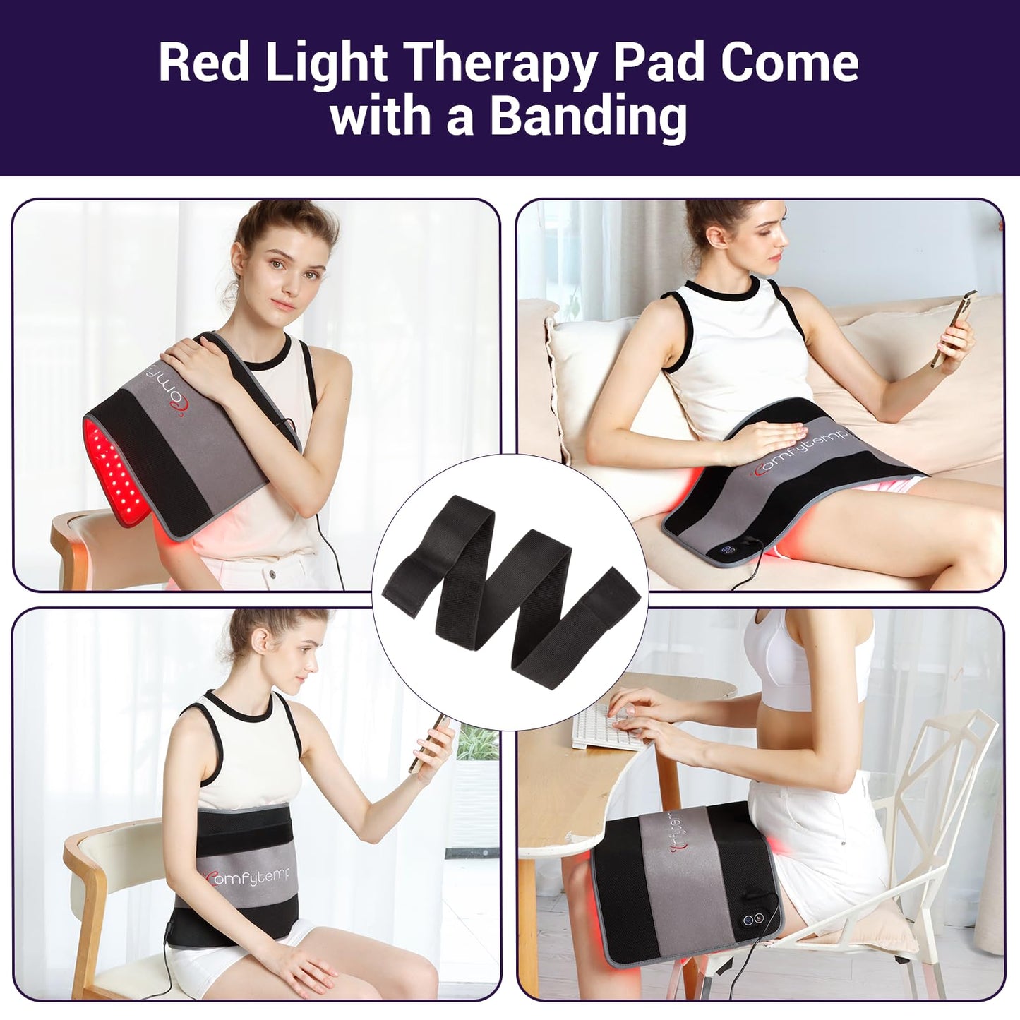 Comfytemp 12'' x 24'' Red Light Therapy Mat for Body, FSA Eligible HSA Near Infrared Light Therapy Pad, 660nm & 850nm Light Blanket for Back Belly Knee Joints Muscle
