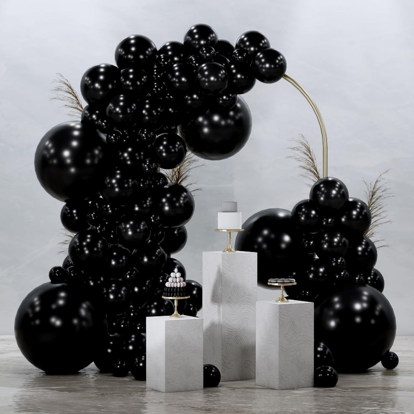 PartyWoo Black Balloon Arch Kit - 145 Pcs in 5-18 Inch Sizes for Baby Showers, Birthdays & Anniversaries