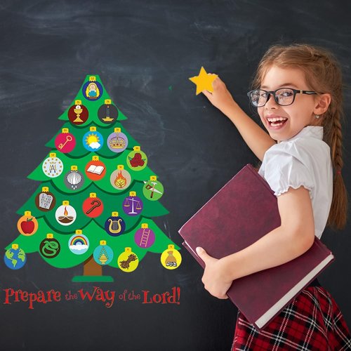 Needzo Jesse Tree Magnetic Advent Calendar - Traditional Christian Countdown to Christmas 2024 | 8 x 12 Inches