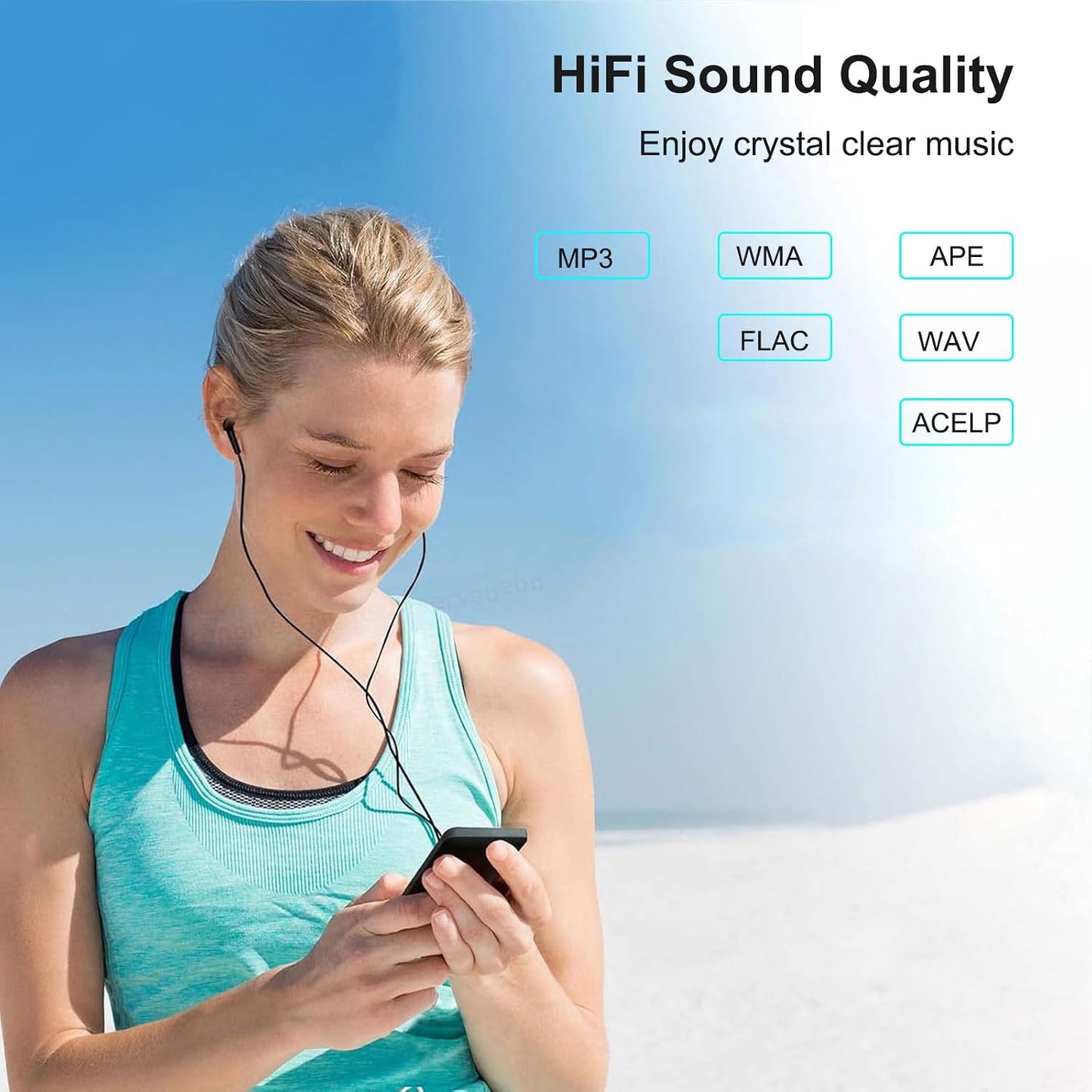 Wodgreat MP3 5.0, 1.8 inch 128GB(Black, 32GB) Player with Bluetooth Screen Portable Music Player with HD Speaker, HiFi