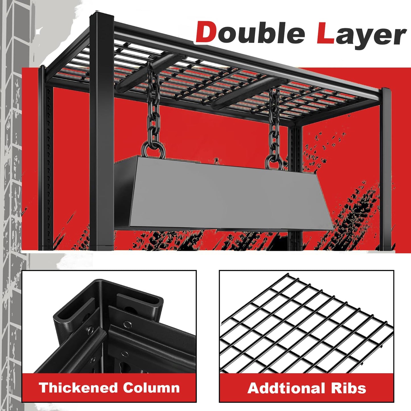 ZEUKMXOO 40W Garage Storage Shelves,2200LBS Metal Storage Shelves,Adjustable Heavy Duty Metal Garage Shelving Units Industrial Shelving for Garage,Basement,Warehouse,19.6" D x 39.37" W x 59.84" H