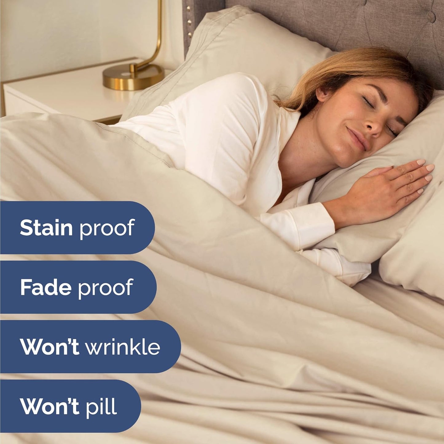 Skiennix Twin Size 3 Piece Sheet Set - Ultra-Soft Cooling Bed Sheets - Deep Pockets, Wrinkle-Free, Wheat Color