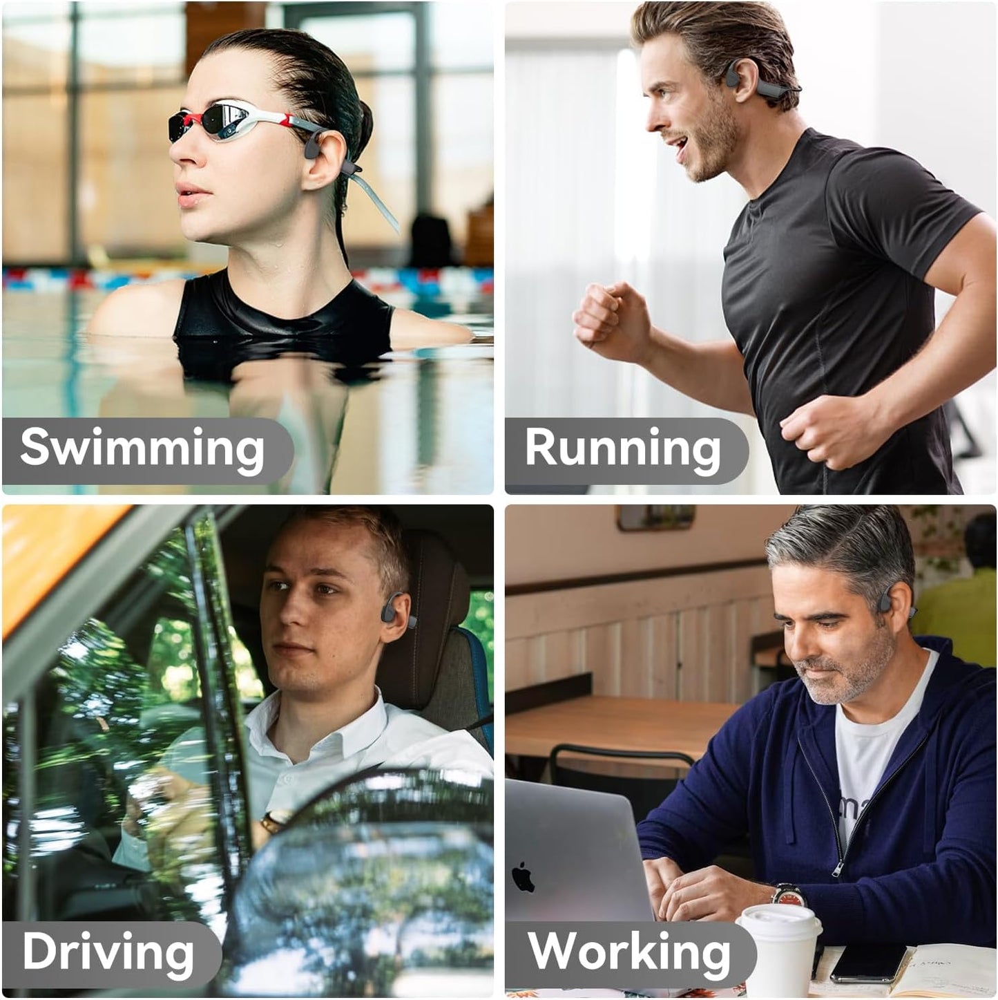 Generic 5.4, IP68 Headsets 32 MP3 Swimming, Bone Conduction Headphones, Open Ear Running Headphones Bluetooth