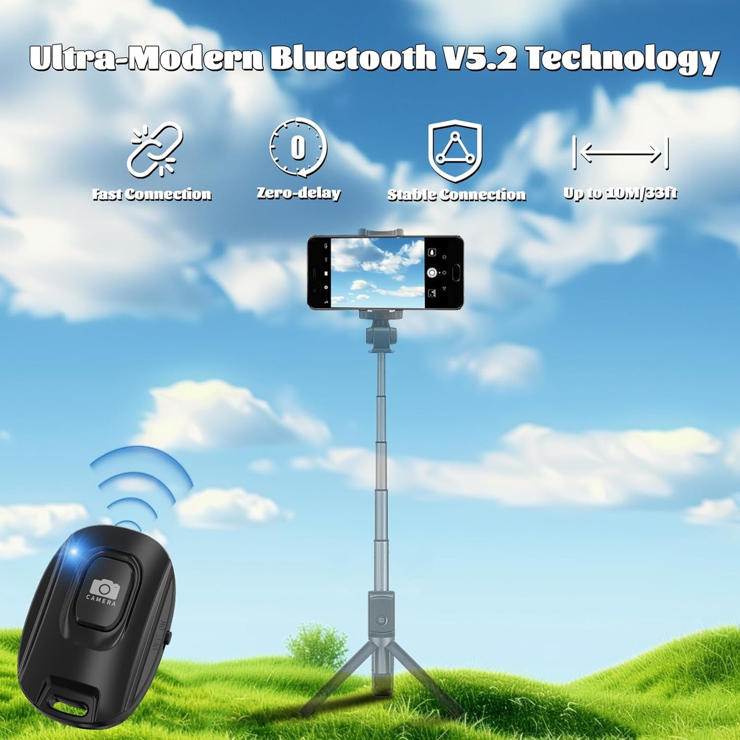 MAIRAN Rechargeable Wireless Camera Remote Shutter for iPhone and Android Smartphones, Bluetooth Phone Remote