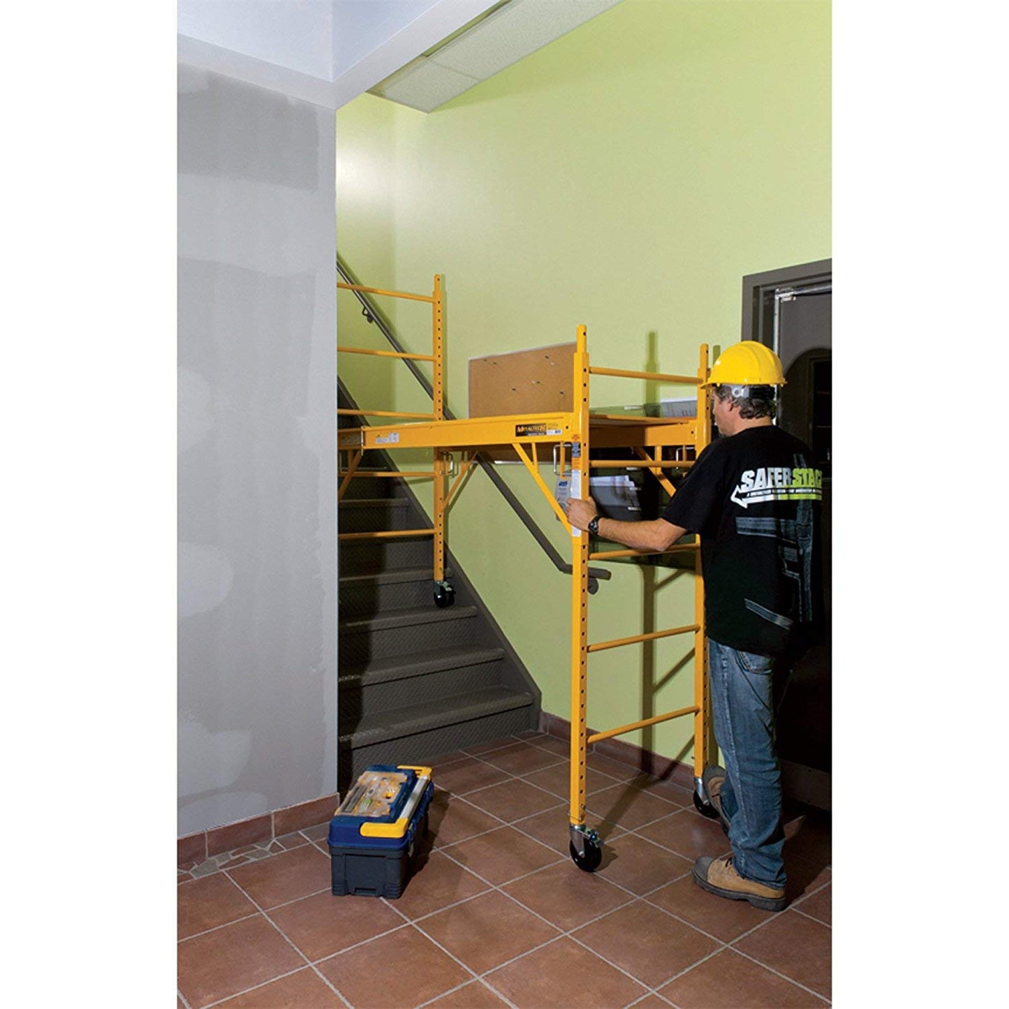 CBM Multipurpose Maxi Square Baker Style Scaffold Tower Package - 12 Feet, 1,000 Pound Capacity With Hatch Deck Guard Rail and Double U Lock