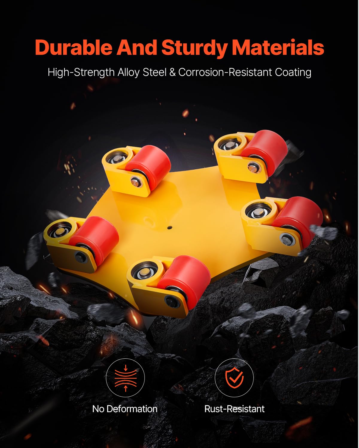 VEVOR Machine Skate, 8800 lbs Machinery Moving Skate, Machinery Mover Skate with 360° Rotation Cap and PU Swivel Rollers, Heavy Duty Industrial Machinery Mover with Handle for Warehouse, Workshop