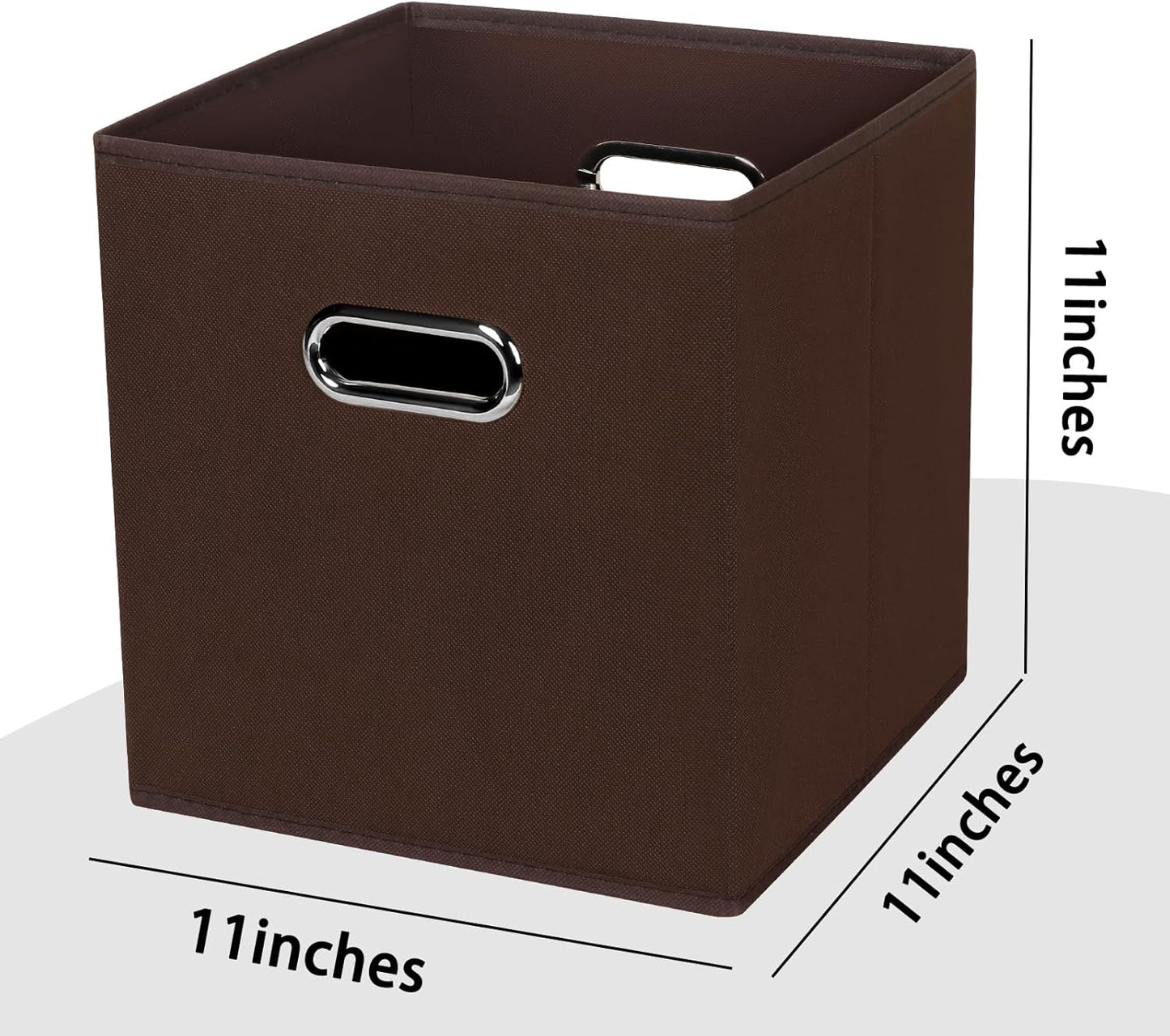 Skiennix Foldable Storage Cubes - Fabric Organizer Baskets with Dual Handles | Coffee Color