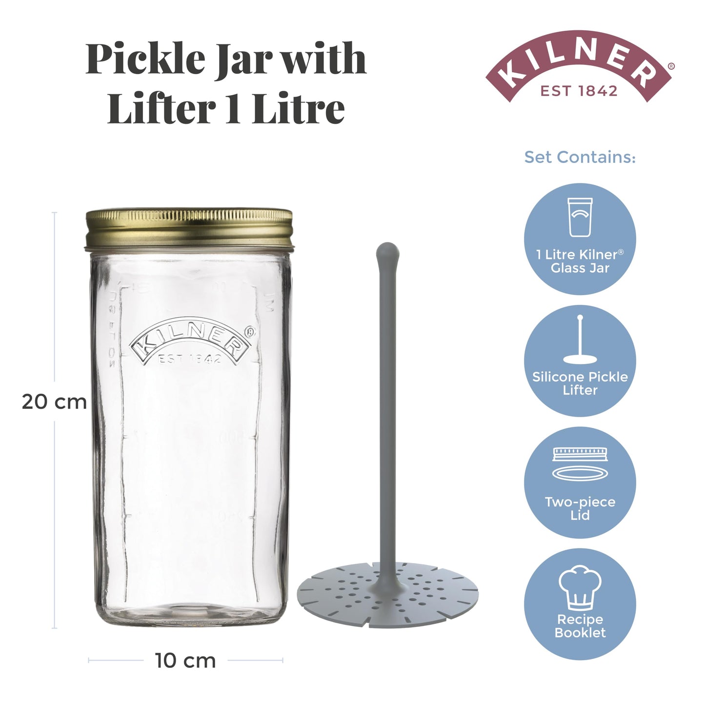 Kilner Pickle Jar with Lifter 1 Litre