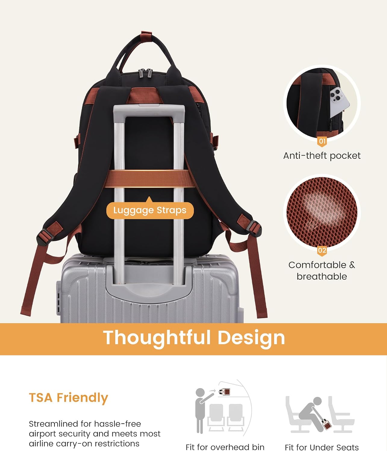 Backpack Backpack Backpack, 17Inch LOVEVOOK Laptop for Women - Stylish Work with Large Cup Holder, Waterproof College